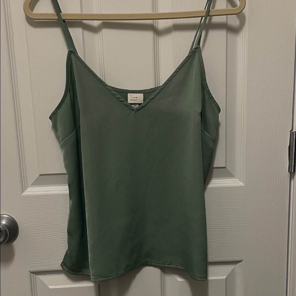 Satin Sage Green Silk Cami with Adjustable Straps